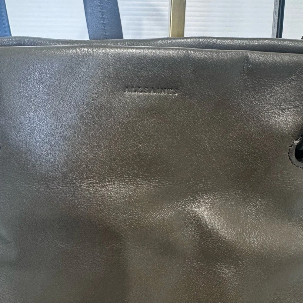 All Saints Freedom Dark Gray Mini Tassel Bucket Bag - Picture 6 of 16